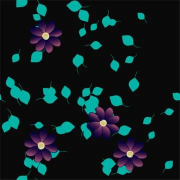 Seamless vector pattern with flowers and leafs 스톡 일러스트