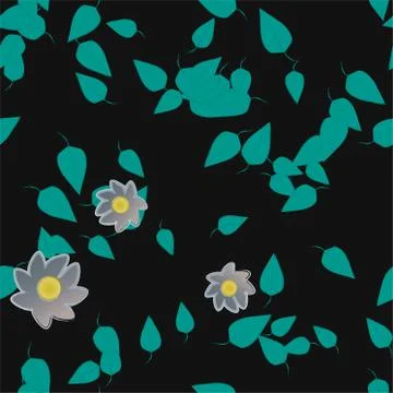 Seamless vector pattern with flowers and leafs 스톡 일러스트