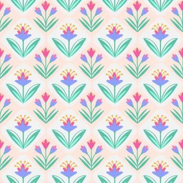 Seamless vector pattern with flowers Stock Illustration