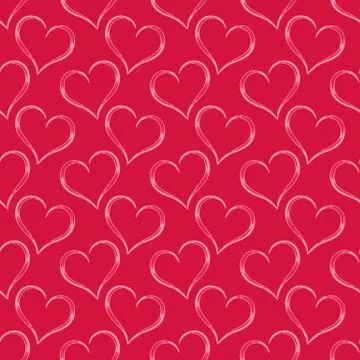 Seamless vector pattern from the flying carved hearts Stock Illustration