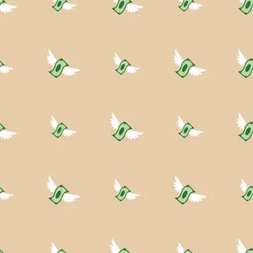 Seamless vector pattern of flying paper money Stock Illustration