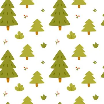 Seamless vector pattern. Forest fir christmas tree. Vector illustration Stock Illustration