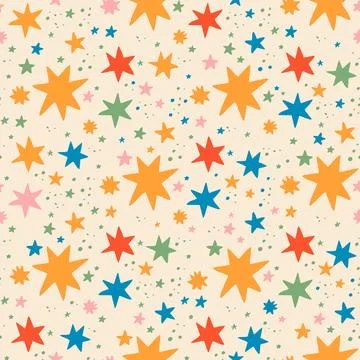 Seamless vector pattern in the form of stars. Freehand drawing style. Stock Illustration