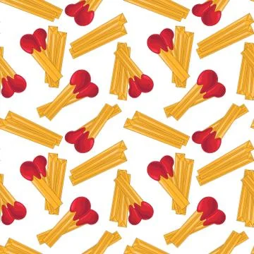 Seamless vector pattern with French fries and ketchup 스톡 일러스트