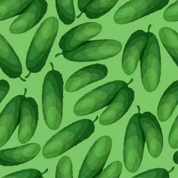 Seamless vector pattern with fresh ripe cucumbers Stock Illustration