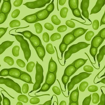 Seamless vector pattern with fresh ripe bean pods Stock Illustration