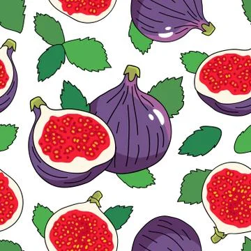 Seamless vector pattern of the fruits of a fig Illustrazione stock