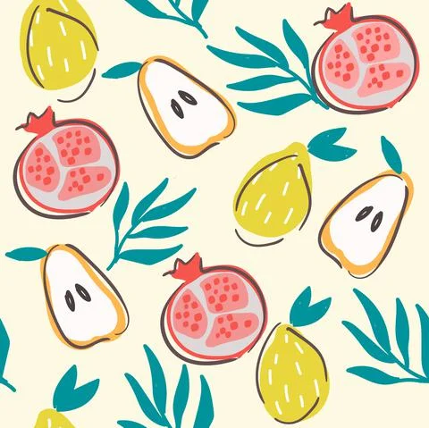 Seamless vector pattern with fruits Stock Illustration