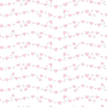 Seamless vector pattern with a garlands of pink hearts Stock Illustration