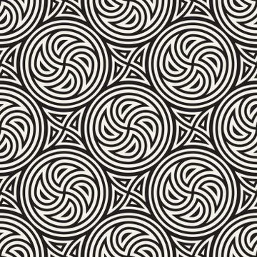 Seamless vector pattern geometric background. Geometric lines lattice. Rounded Stock Illustration