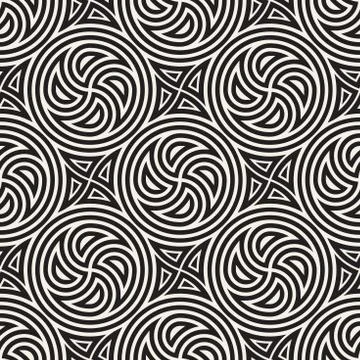 Seamless vector pattern geometric background. Geometric lines lattice. Rounded Stock Illustration