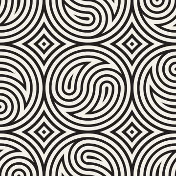 Seamless vector pattern geometric background. Geometric lines lattice. Rounded Illustrazione stock