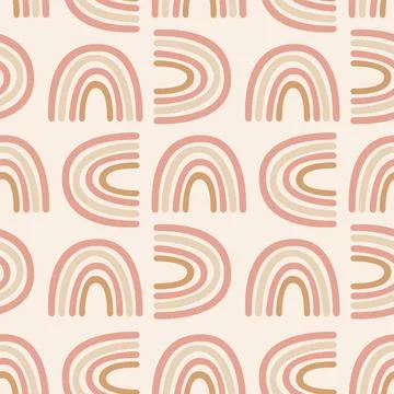 Seamless vector pattern geometric boho rainbow on cream white, kids textile Stock Illustration