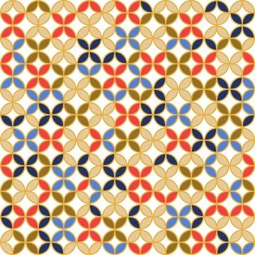 Seamless vector pattern of geometric colored shapes of circles on white イラスト素材