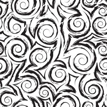 Seamless vector pattern from geometric elements of spirals and corners isolated イラスト素材