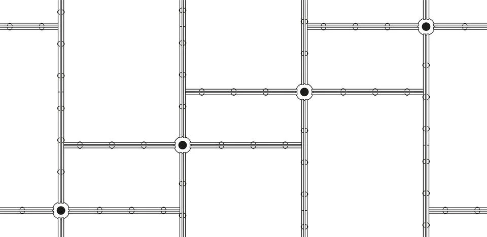 Seamless vector pattern of geometric shapes created from black lines, in th.. Stock Illustration