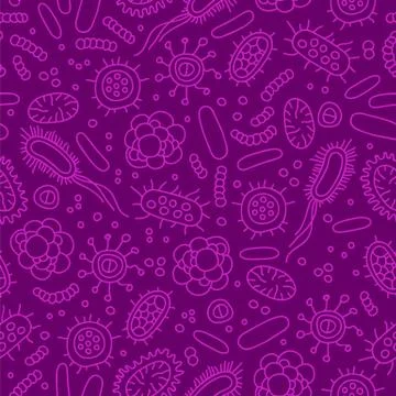 Seamless vector pattern of germs and bacteria イラスト素材