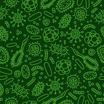 Seamless vector pattern of germs and bacteria イラスト素材