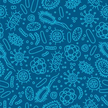 Seamless vector pattern of germs and bacteria Stock Illustration