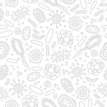 Seamless vector pattern of germs and bacteria Illustrazione stock