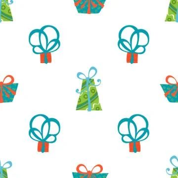 Seamless vector pattern of gift boxes. Stock Illustration