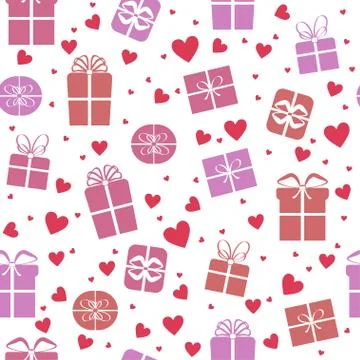 Seamless vector pattern, gift boxes with hearts Stock Illustration