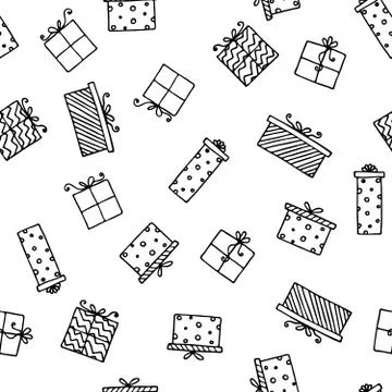 Seamless vector pattern with gift boxes. Wallpaper, textiles, wrapping, card Illustrazione stock