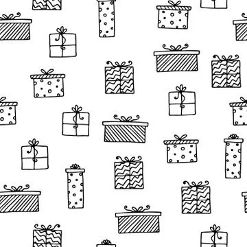 Seamless vector pattern with gift boxes. Wallpaper, textiles, wrapping, card Illustrazione stock
