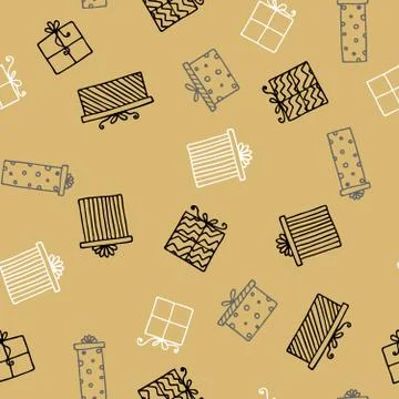 Seamless vector pattern with gift boxes. Wallpaper, textiles, wrapping, card イラスト素材