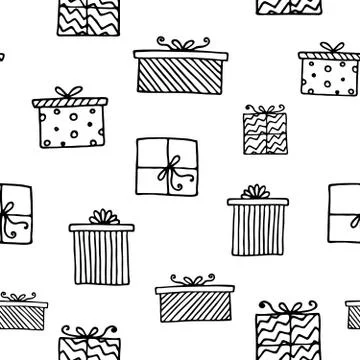 Seamless vector pattern with gift boxes. Wallpaper, textiles, wrapping, card 스톡 일러스트