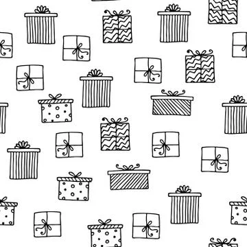 Seamless vector pattern with gift boxes. Wallpaper, textiles, wrapping, card Stock Illustration