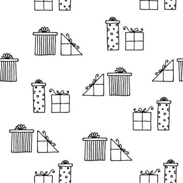 Seamless vector pattern with gift boxes. Wallpaper, textiles, wrapping, card Illustrazione stock