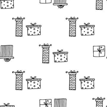 Seamless vector pattern with gift boxes. Wallpaper, textiles, wrapping, card Illustrazione stock