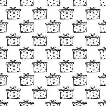 Seamless vector pattern with gift boxes. Wallpaper, textiles, wrapping, card 스톡 일러스트