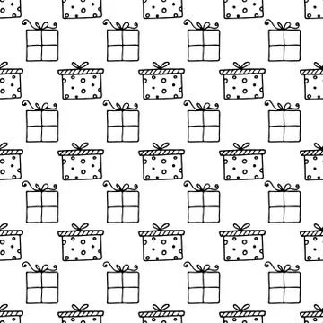 Seamless vector pattern with gift boxes. Wallpaper, textiles, wrapping, card Illustrazione stock