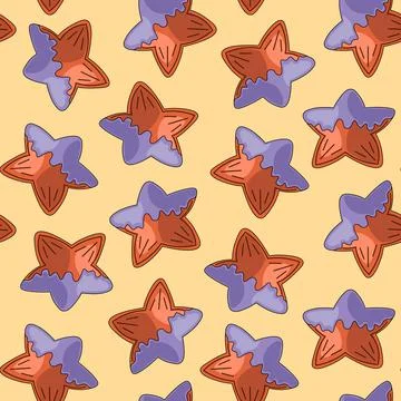 Seamless vector pattern with gingerbread in the form of star Illustrazione stock