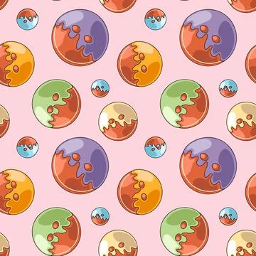 Seamless vector pattern with gingerbread in the form of button Stock Illustration