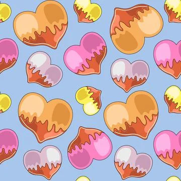 Seamless vector pattern with gingerbread in the form of heart Illustrazione stock