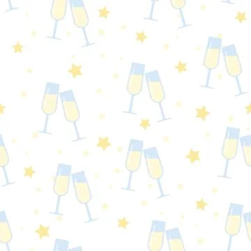 Seamless vector pattern, glasses of champagne Stock Illustration
