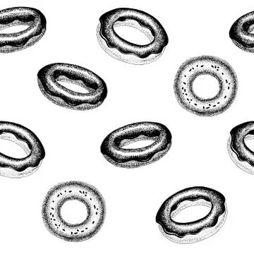 Seamless vector pattern with glazed donuts. Stock Illustration