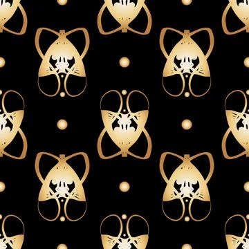 Seamless vector pattern in gold floral Art Nouveau style Stock Illustration