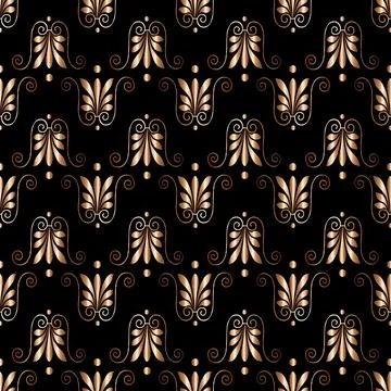 Seamless vector pattern in gold floral ornamental style Stock Illustration