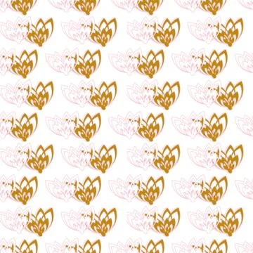 Seamless vector pattern with golden and pink floral shapes in vertical layout Stock Illustration
