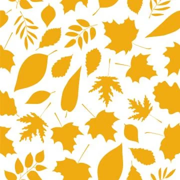Seamless vector pattern of golden autumn leaves Stock Illustration