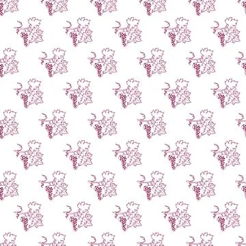 Seamless vector pattern with grapes. Handdrawing illustration of bunch of grapes Stock Illustration