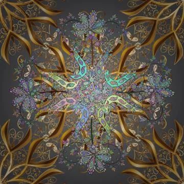 Seamless. Vector pattern on gray, beige and brown colors. For any design project Stock Illustration