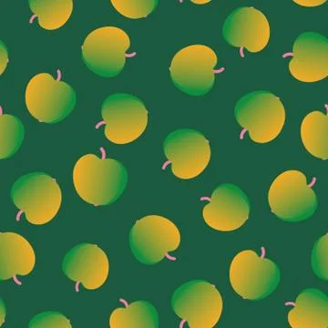 Seamless vector pattern with green and yellow gradient apples Stockillustratie