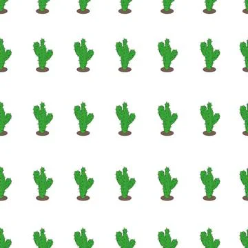Seamless vector pattern. Green cactus. Isolated on a white background. Vector Illustrazione stock