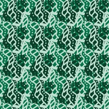 Seamless vector pattern with green colored shapes Stock Illustration