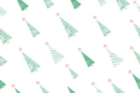 Seamless vector pattern with green fir-tree Stock Illustration
